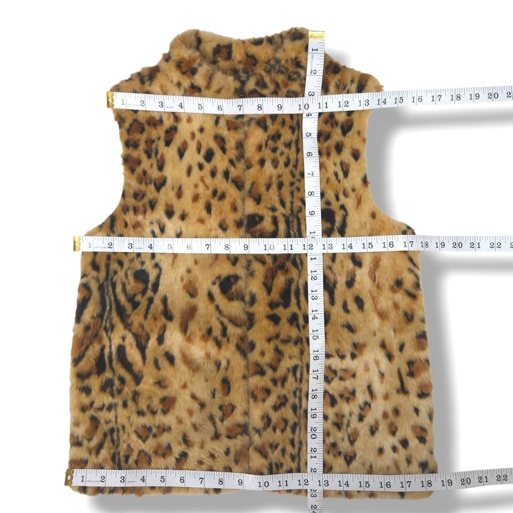 Designers Originals Faux Fur Sweater Vest Leopard Print Knit Panel Petite PS - Picture 8 of 8